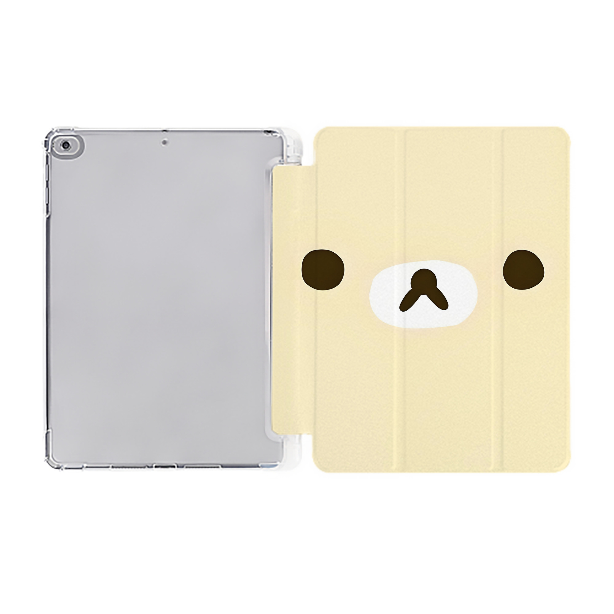 （画像用） リラックマ リラックマ キイロイトリ Rilakkuma Korilakkuma Kiiroitori IPad ケース ペン収納付き 三つ折りスタンド PUレザー×シリコン 対応機種9.5/10.5/10.9インチ
